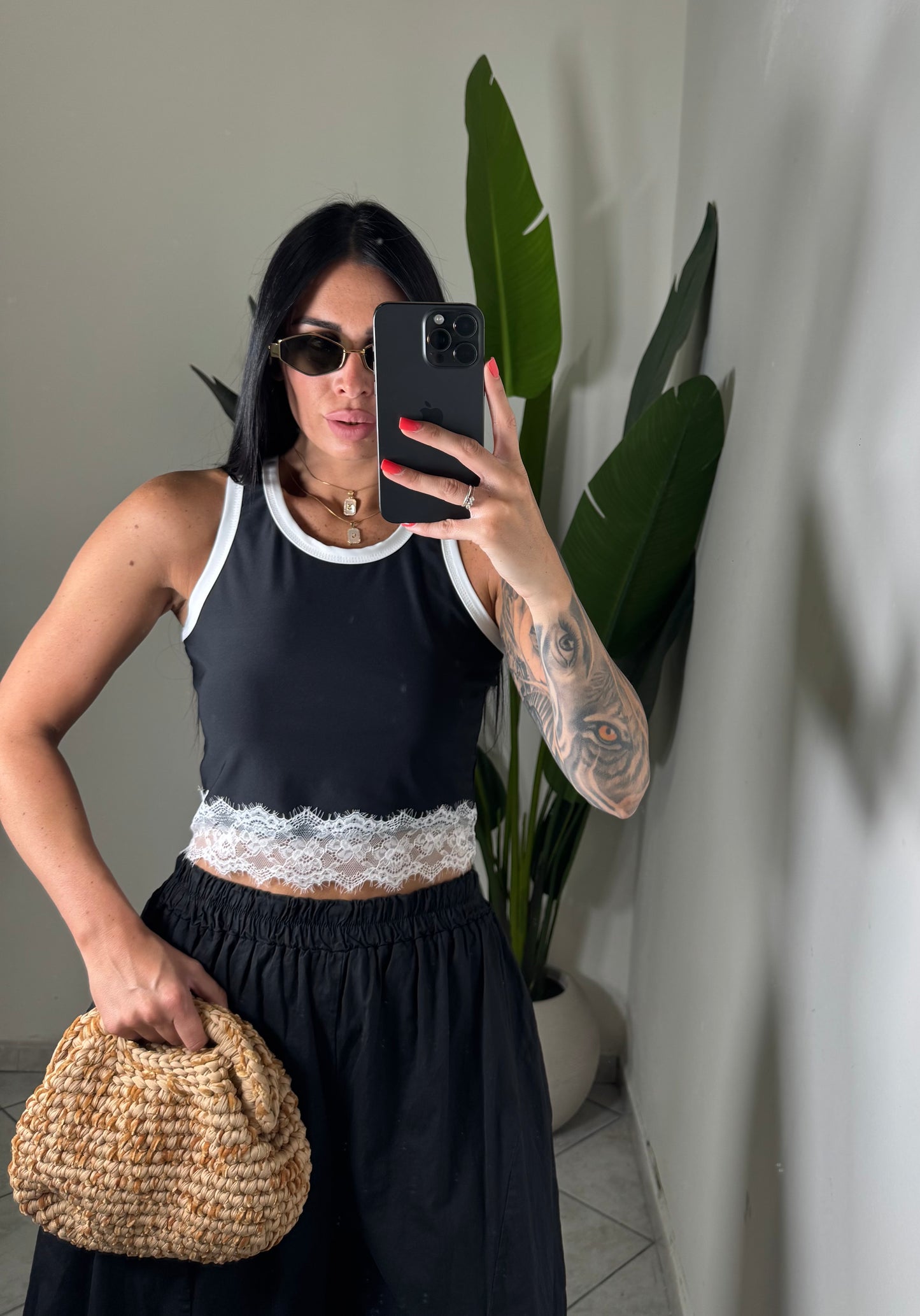 CANOTTA CROP MERLETTO✨