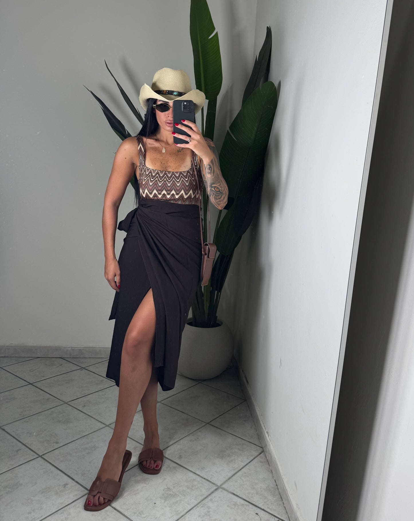 Gonna pareo lino ✨marrone