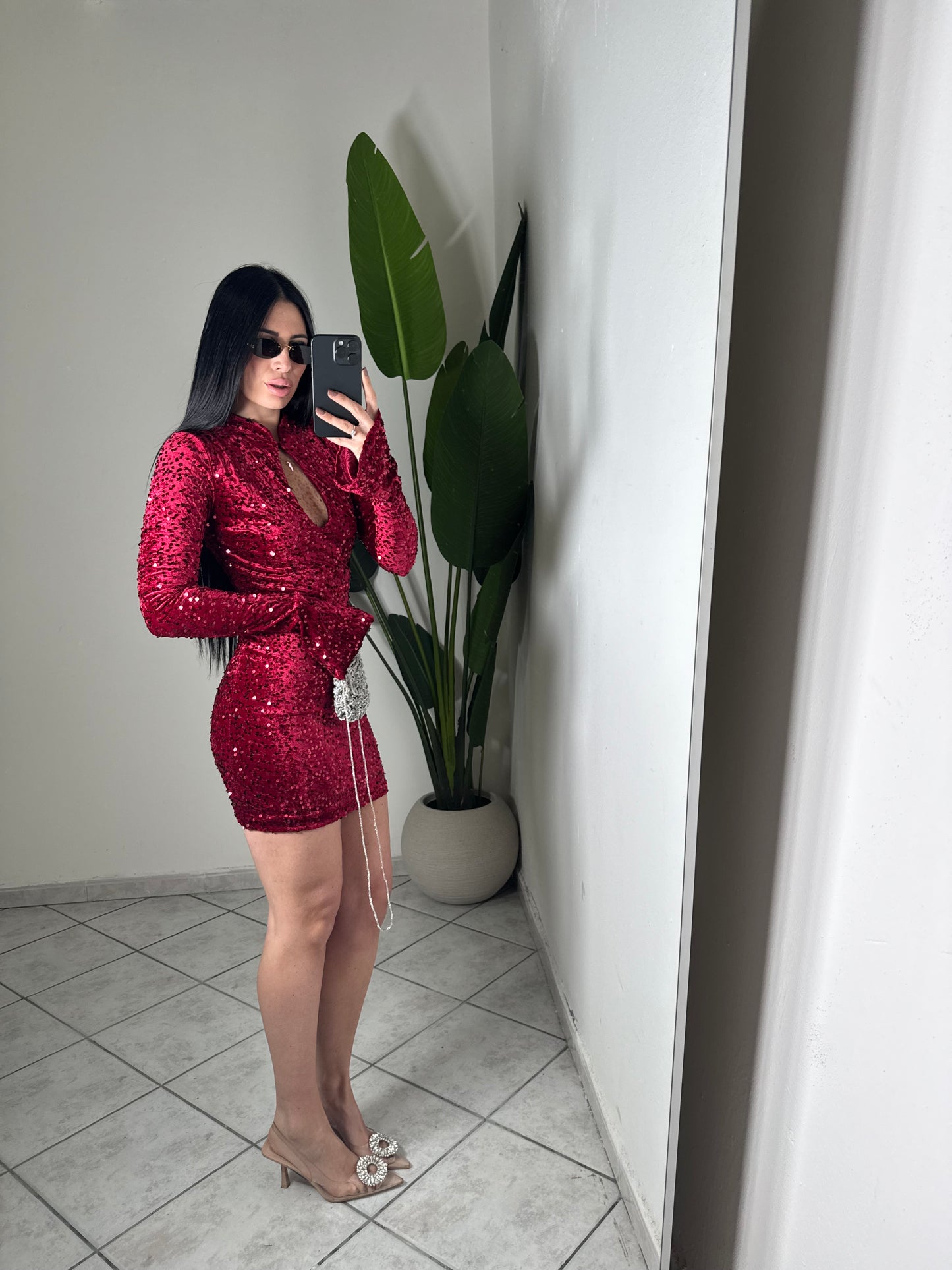 DRESS PAILLETTES✨Bordó