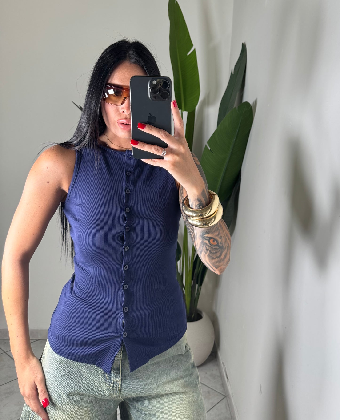 Canotta costine con bottoncini✨638