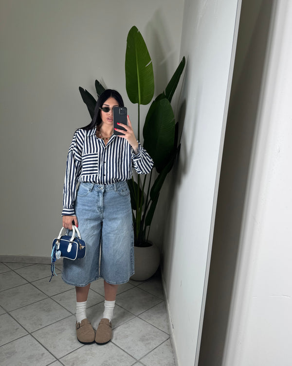 CAMICIA A RIGHE BLU