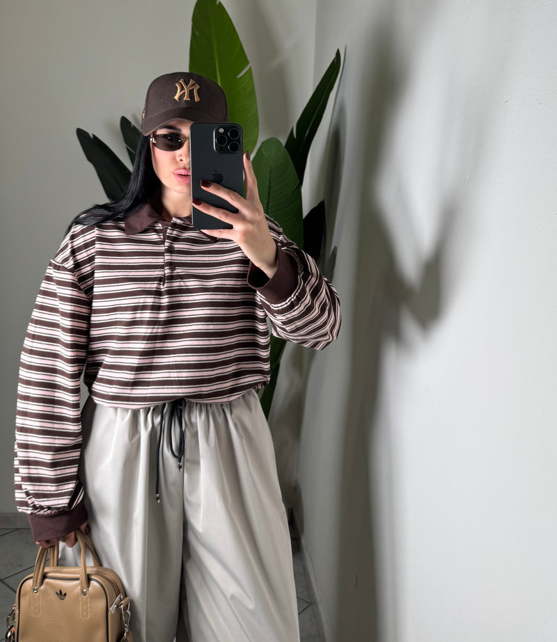 Polo rosa e marrone✨