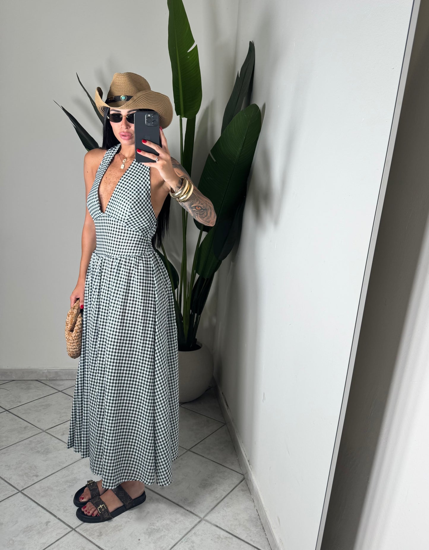 Long dress quadretti✨nero