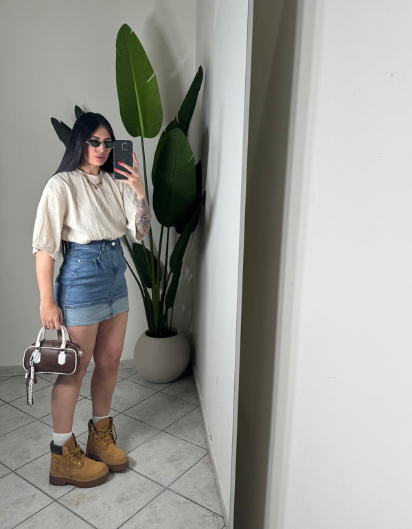 Gonna denim piegone✨
