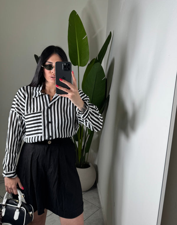 CAMICIA A RIGHE NERA