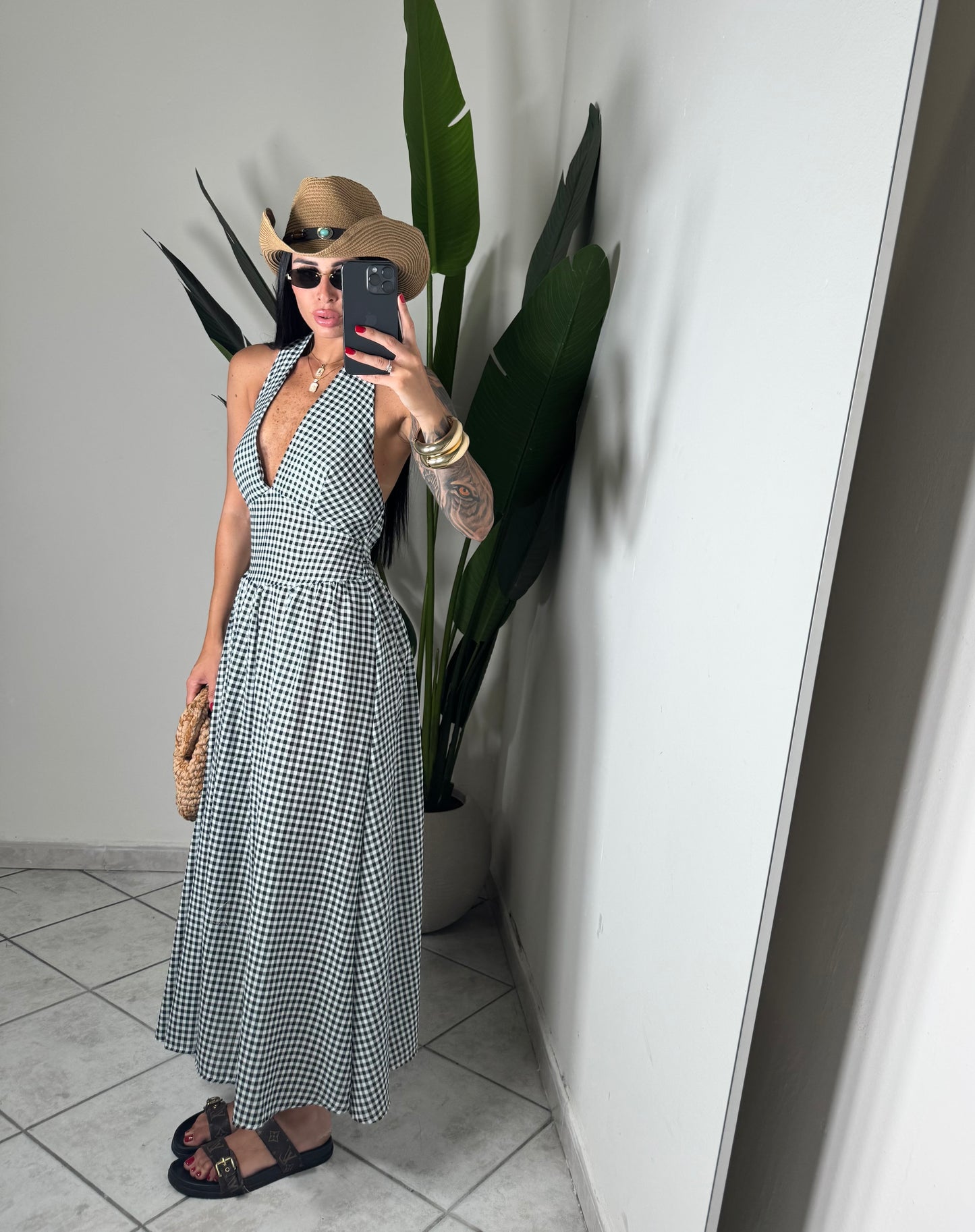 Long dress quadretti✨nero