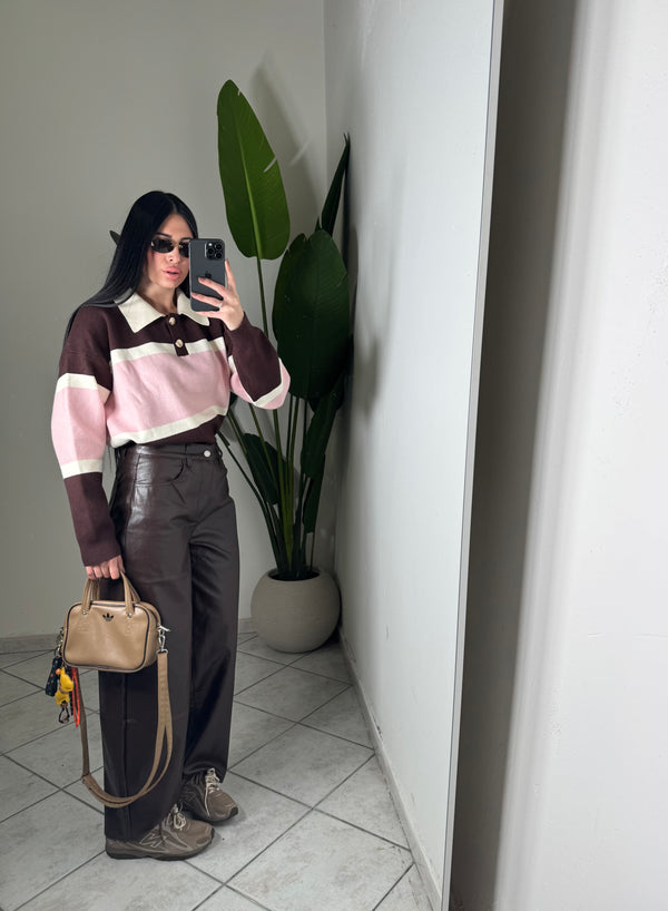 Pantalone eco-pelle marrone✨