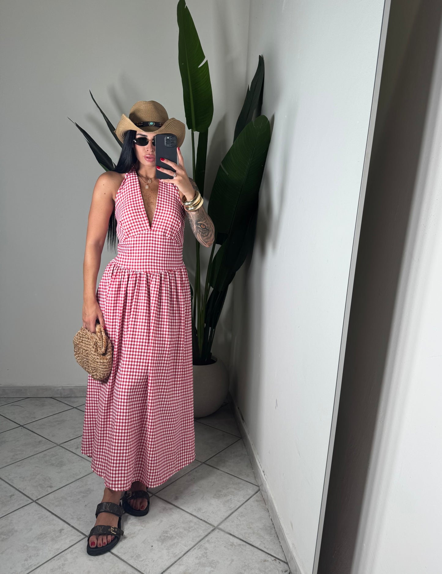 Long dress quadretti ✨rosso