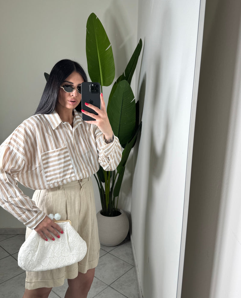 CAMICIA RIGHE BEIGE