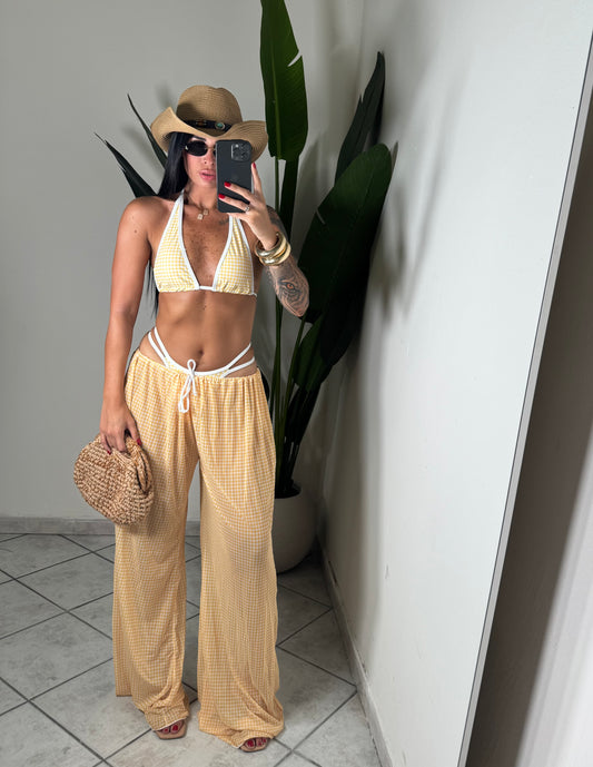 BEACHWEAR QUADRI GIALLO✨