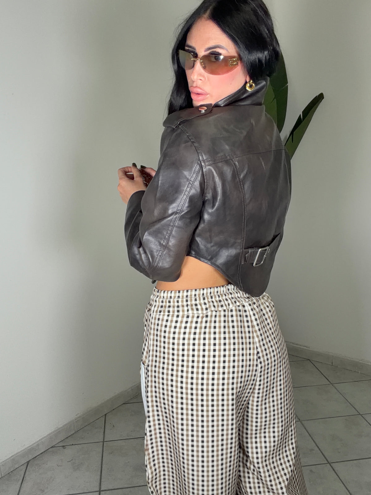 Chiodo crop✨marrone