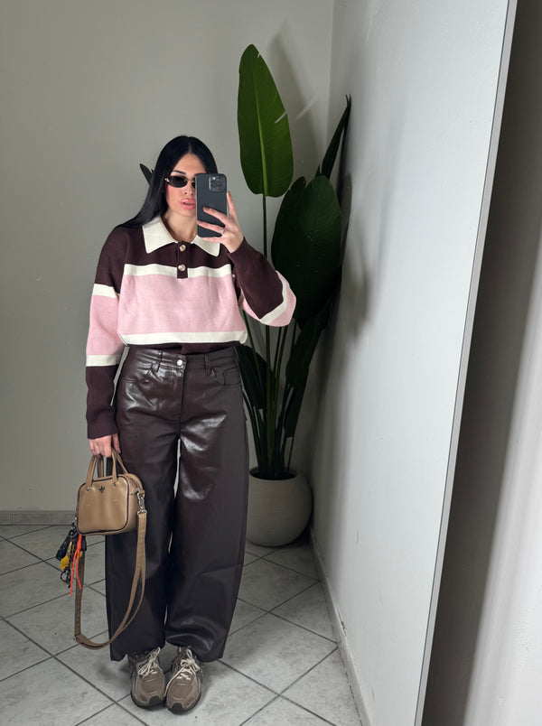 Pantalone eco-pelle marrone✨