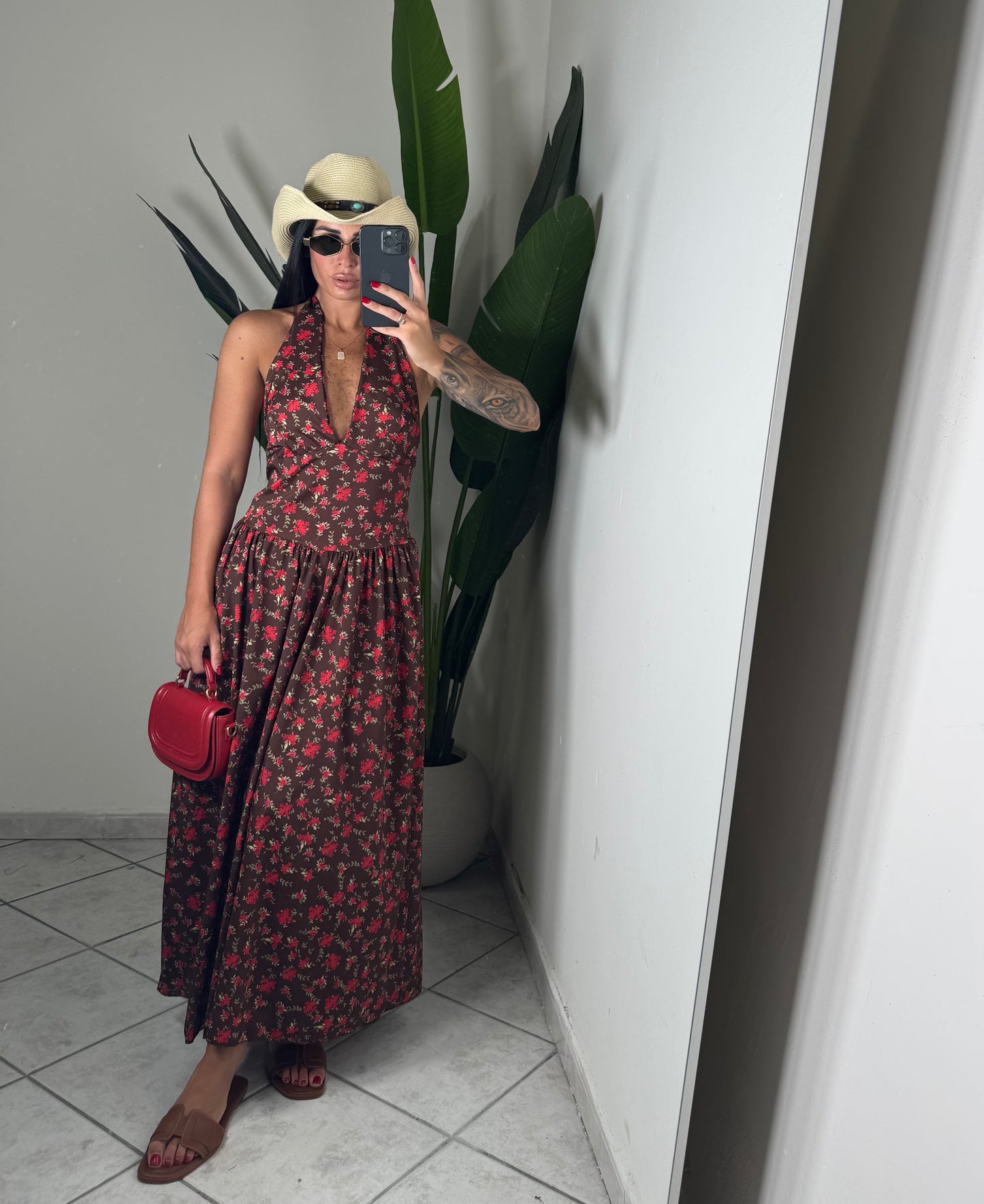 Long dress Flower✨marrone