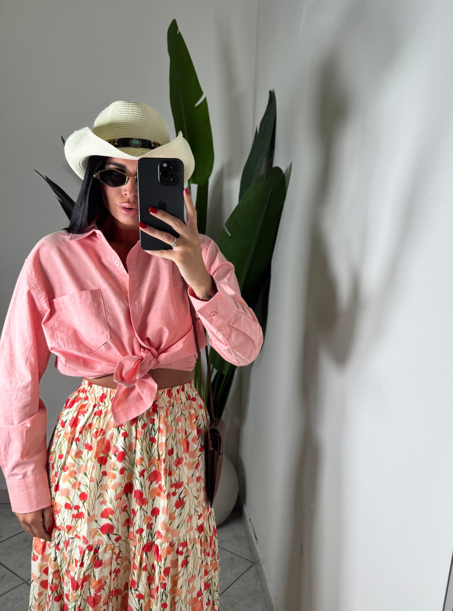 Camicia in lino rosa✨monique