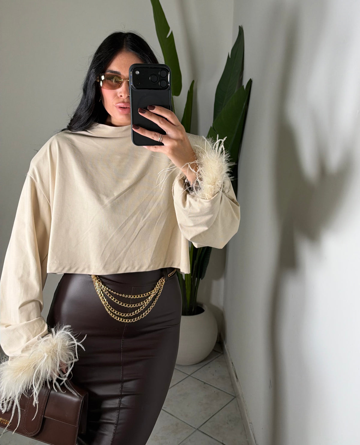 T-shirt just west piume beige✨