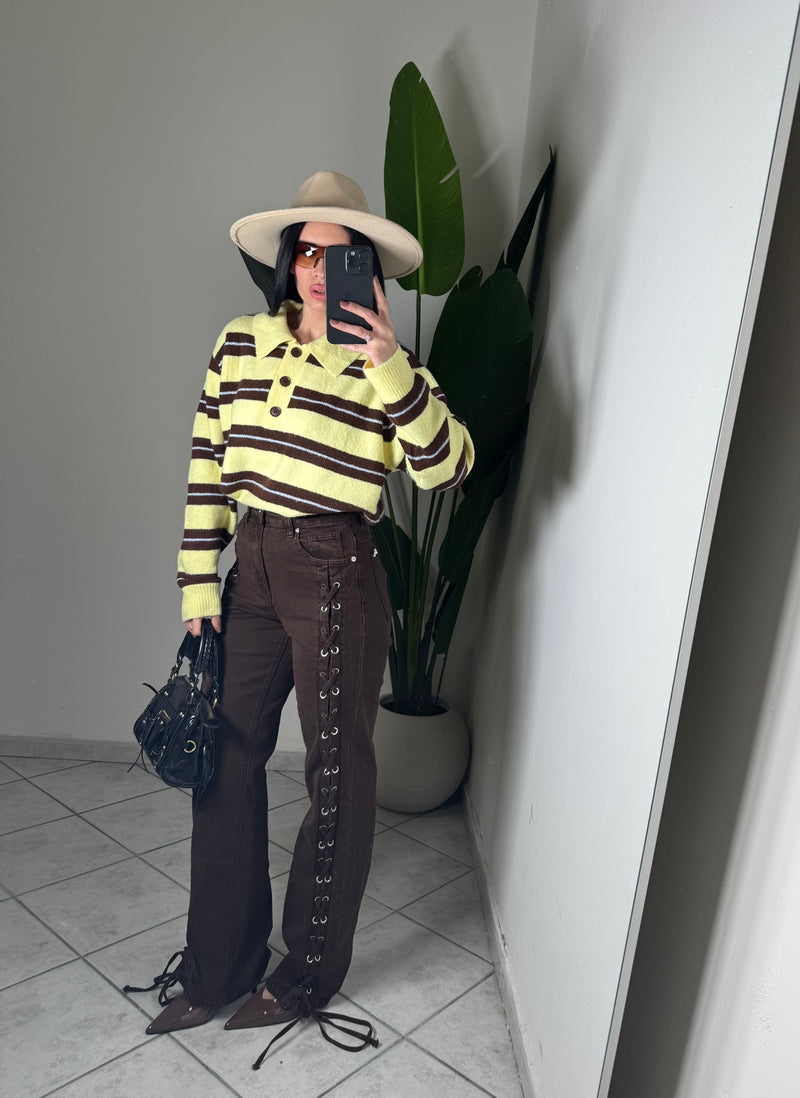 Jeans BROWN CON STRINGHE✨