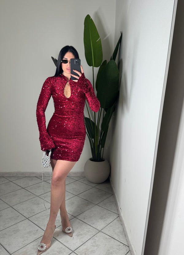 DRESS PAILLETTES✨Bordó