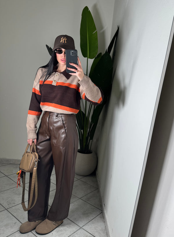 Pantalone ballon eco-pelle marrone✨