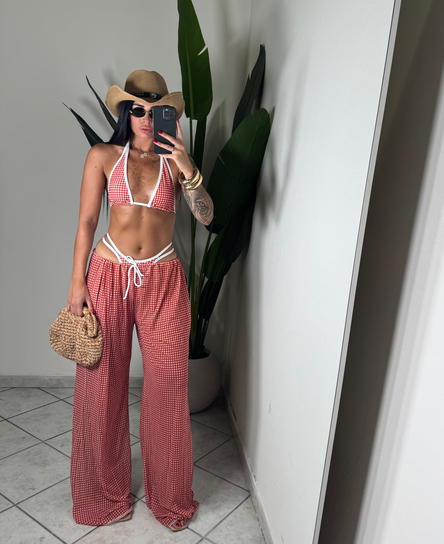 BEACHWEAR QUADRI ROSSO✨