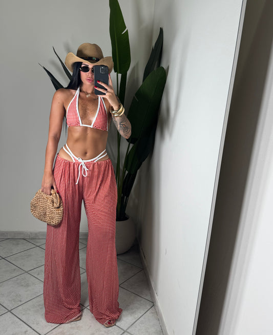 BEACHWEAR QUADRI ROSSO✨
