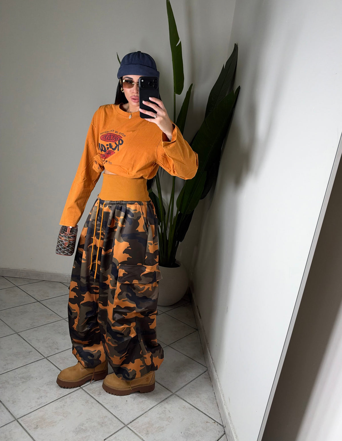 Pantalone cargo military arancio✨
