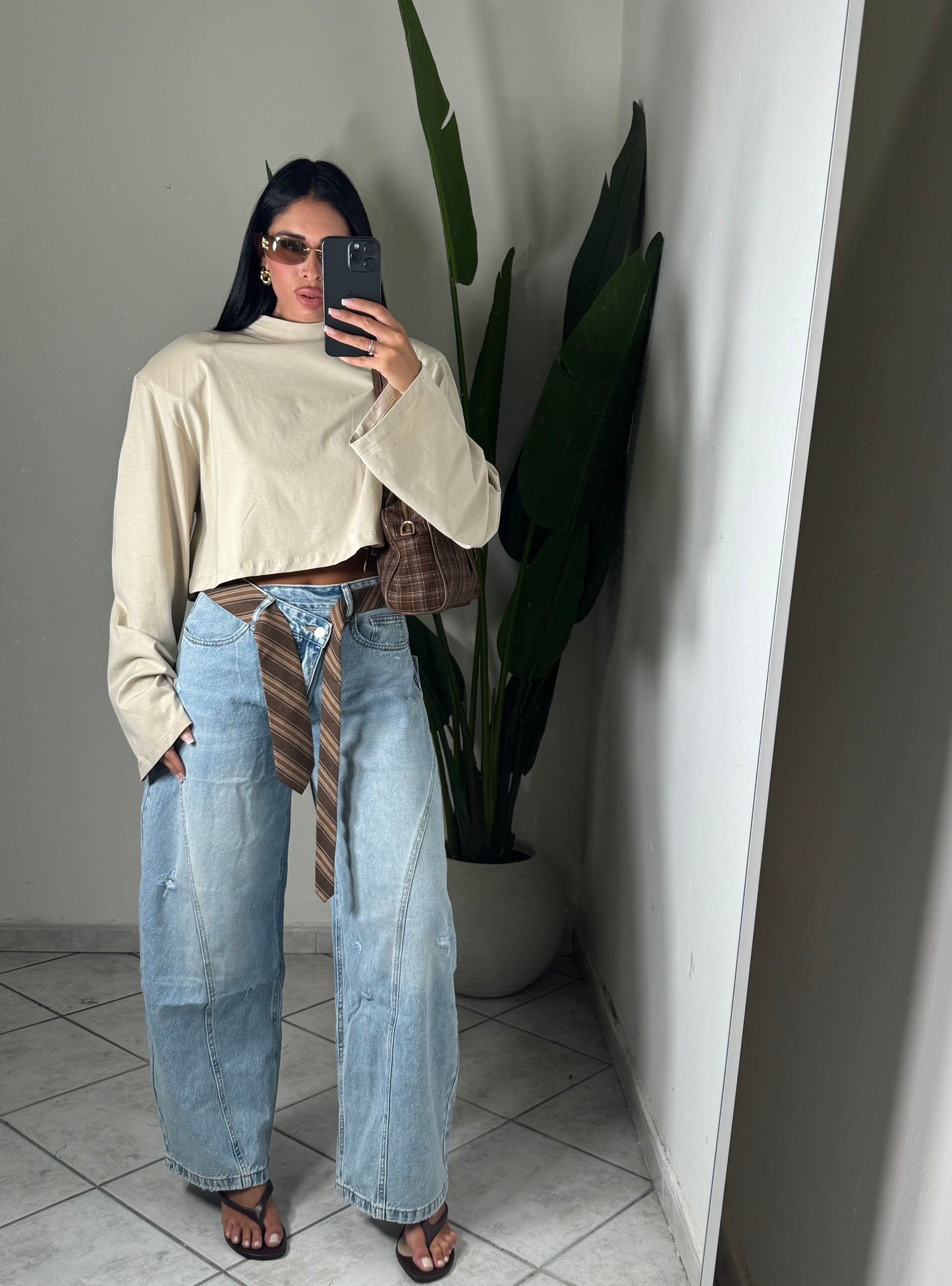 Jeans miss bon bon con cravatta✨