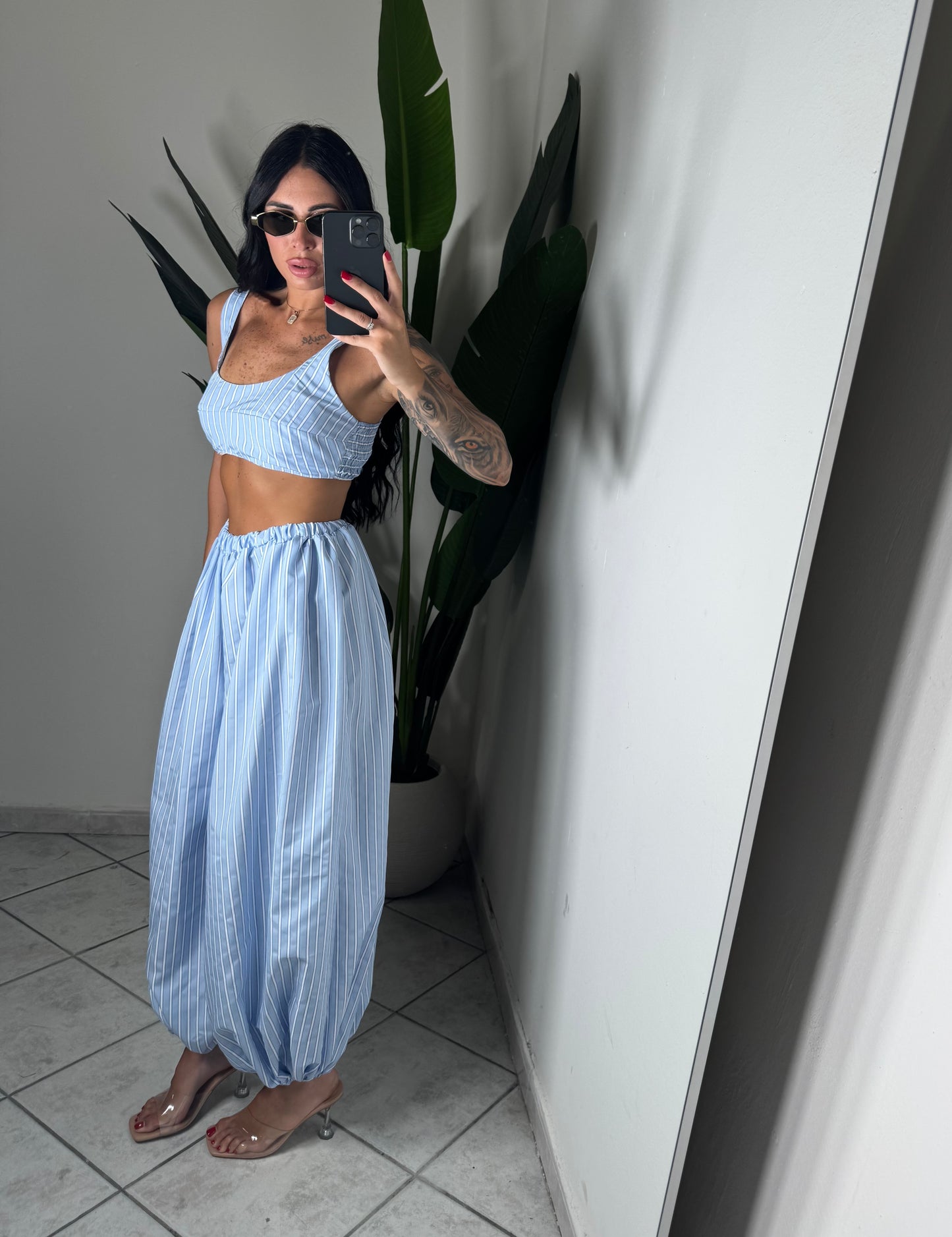 Coordinato ballon+top righe ✨
