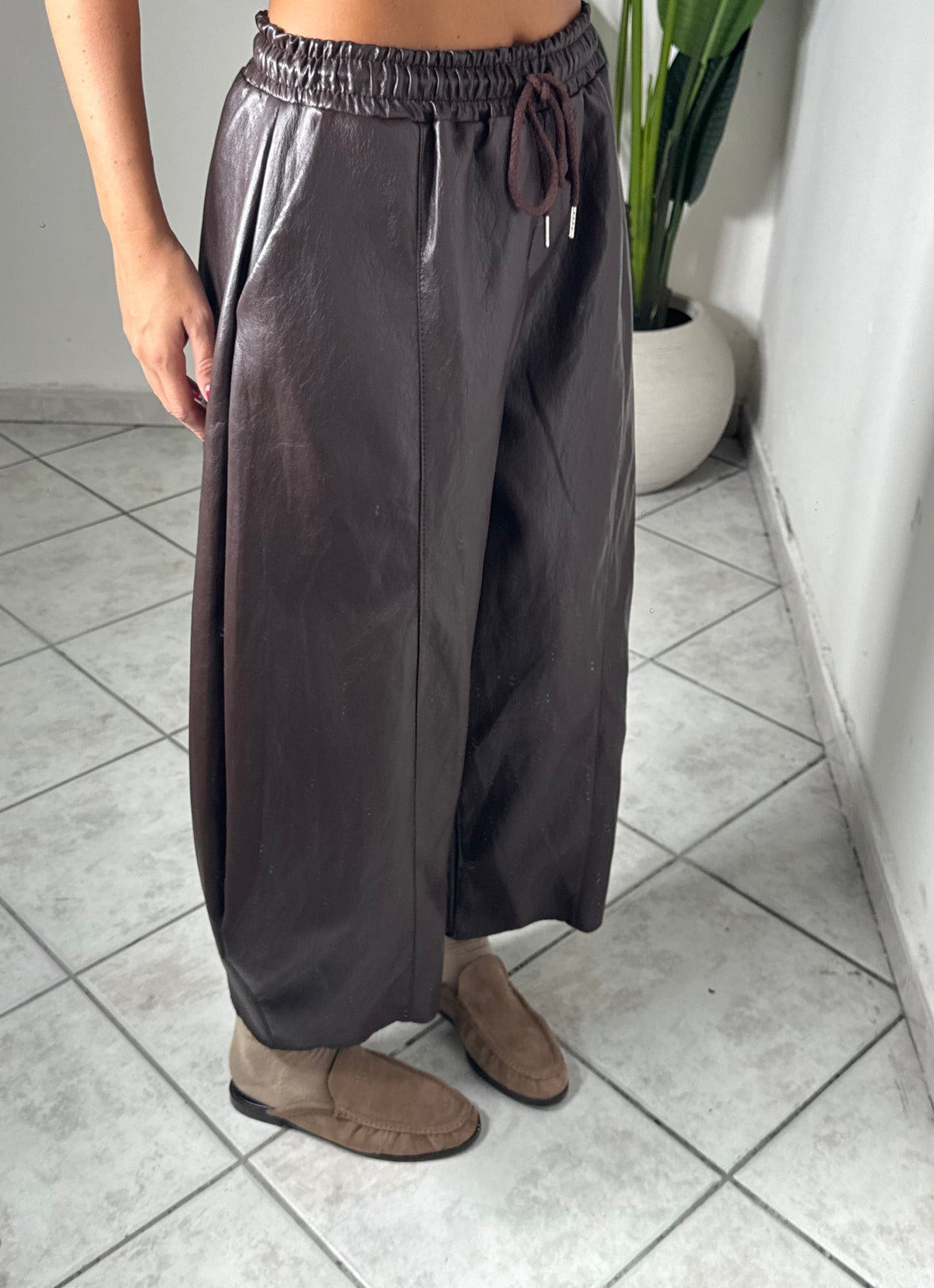 Maxi bermuda eco-pelle✨marrone
