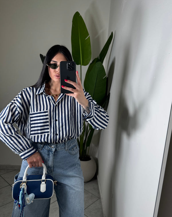 CAMICIA A RIGHE BLU