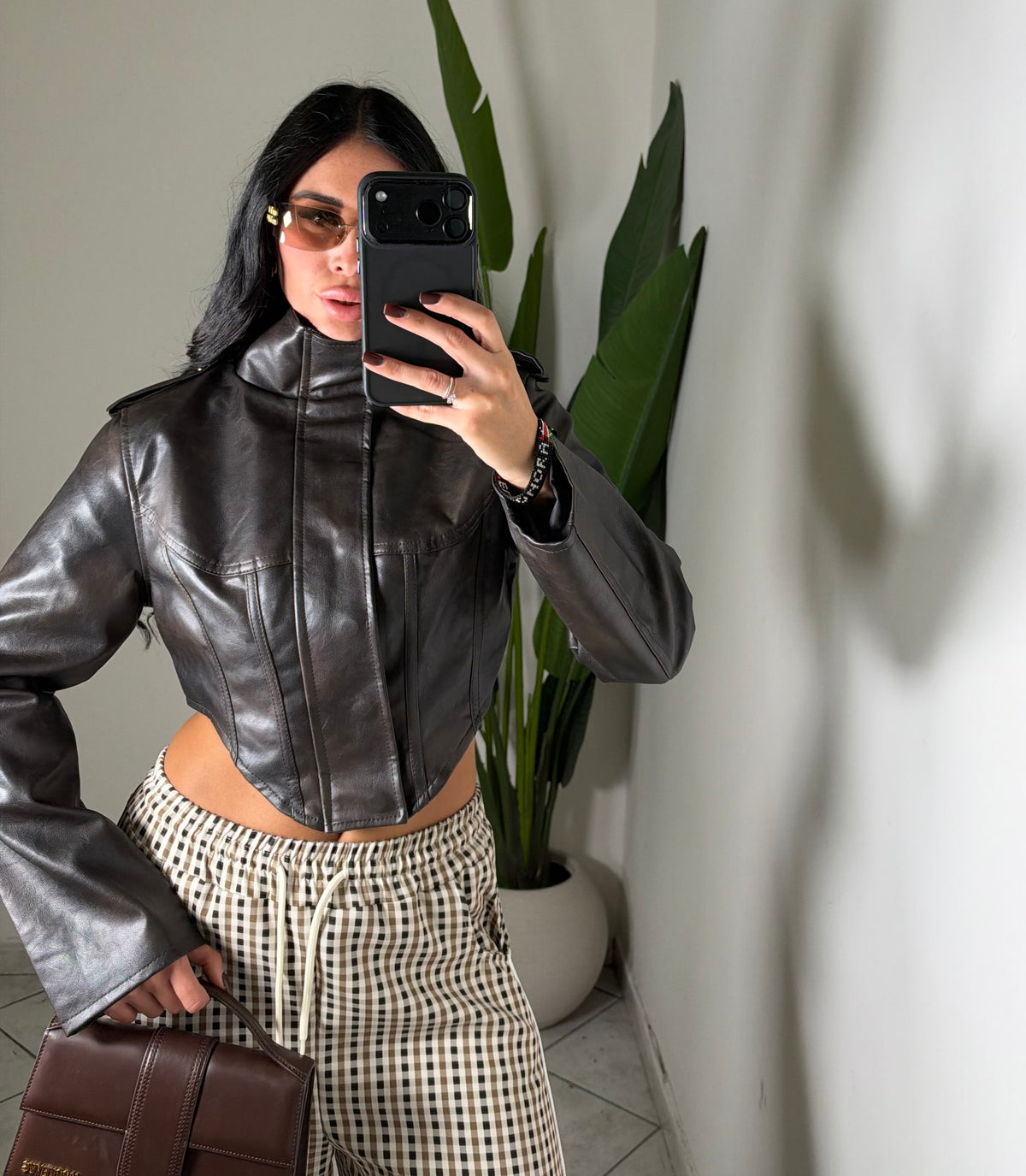 Chiodo crop✨marrone
