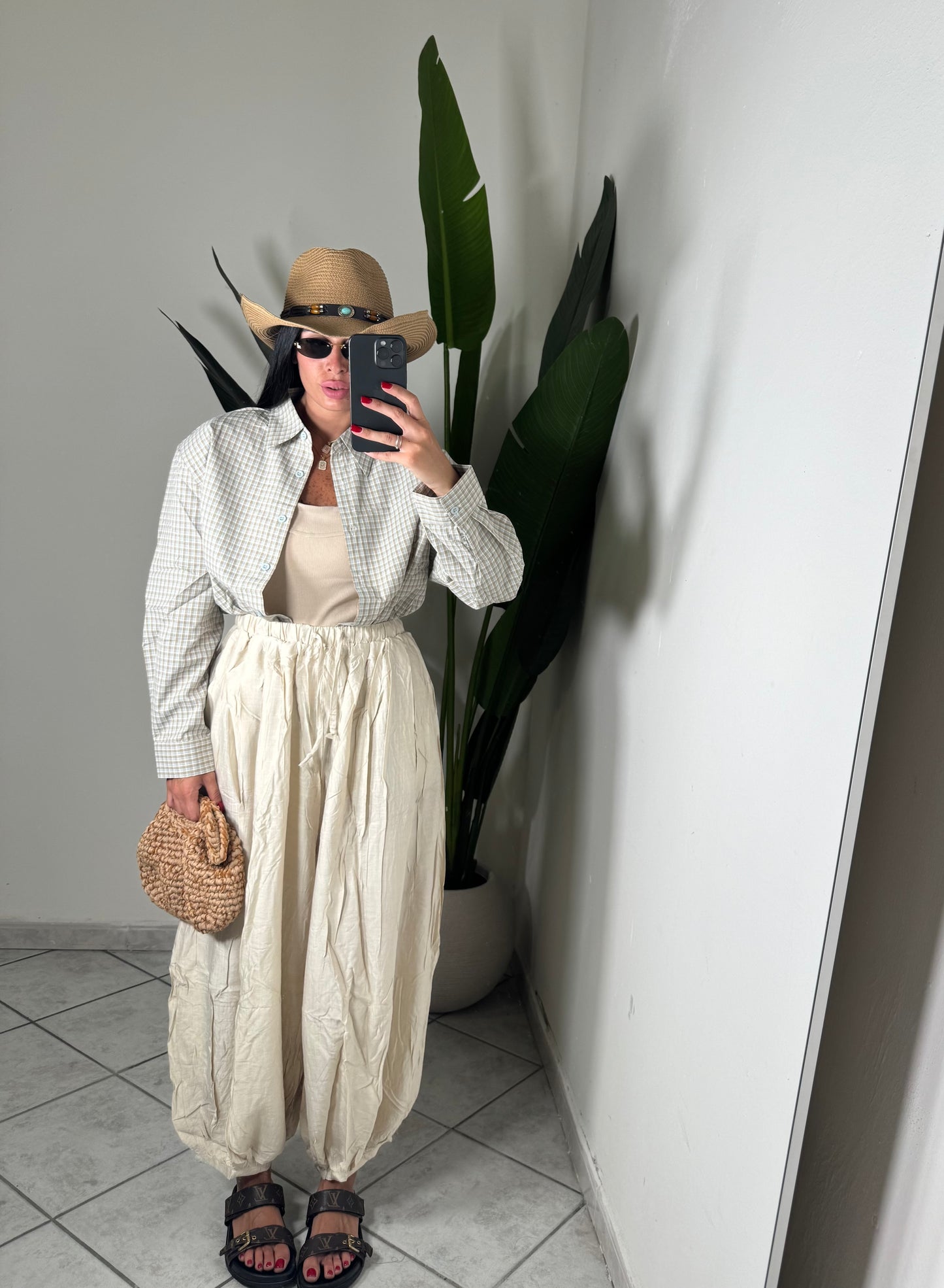 Pantalone ballon lino✨panna