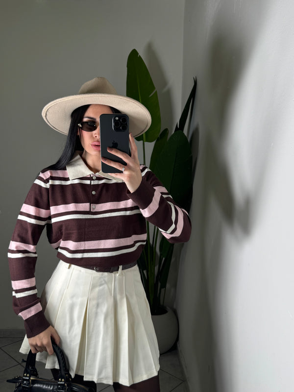 POLO JOE✨rosa marrone