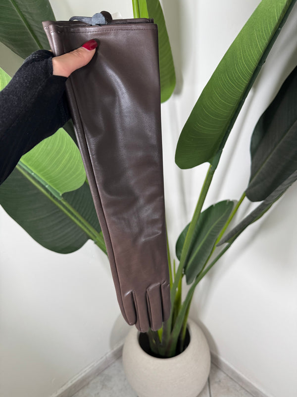 Guanti eco-pelle marroni✨