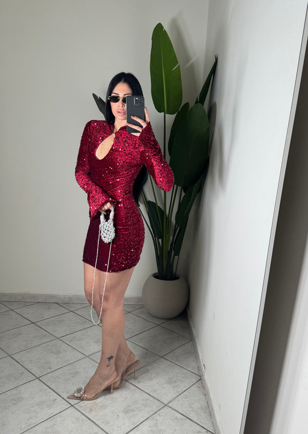 DRESS PAILLETTES✨Bordó