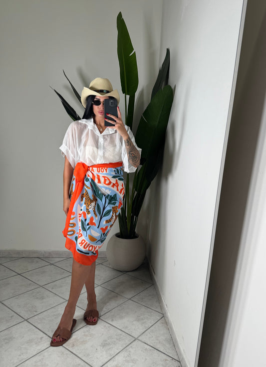 Gonna pareo arancio con tigre✨
