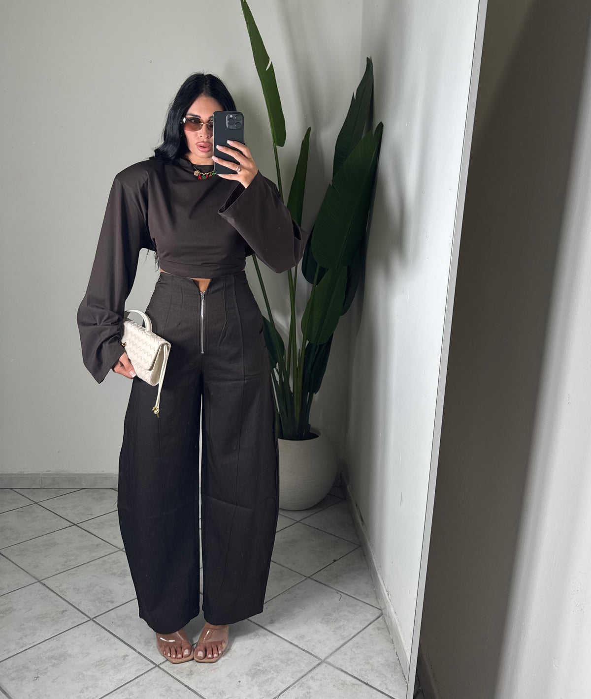 Pantalone zip✨marrone