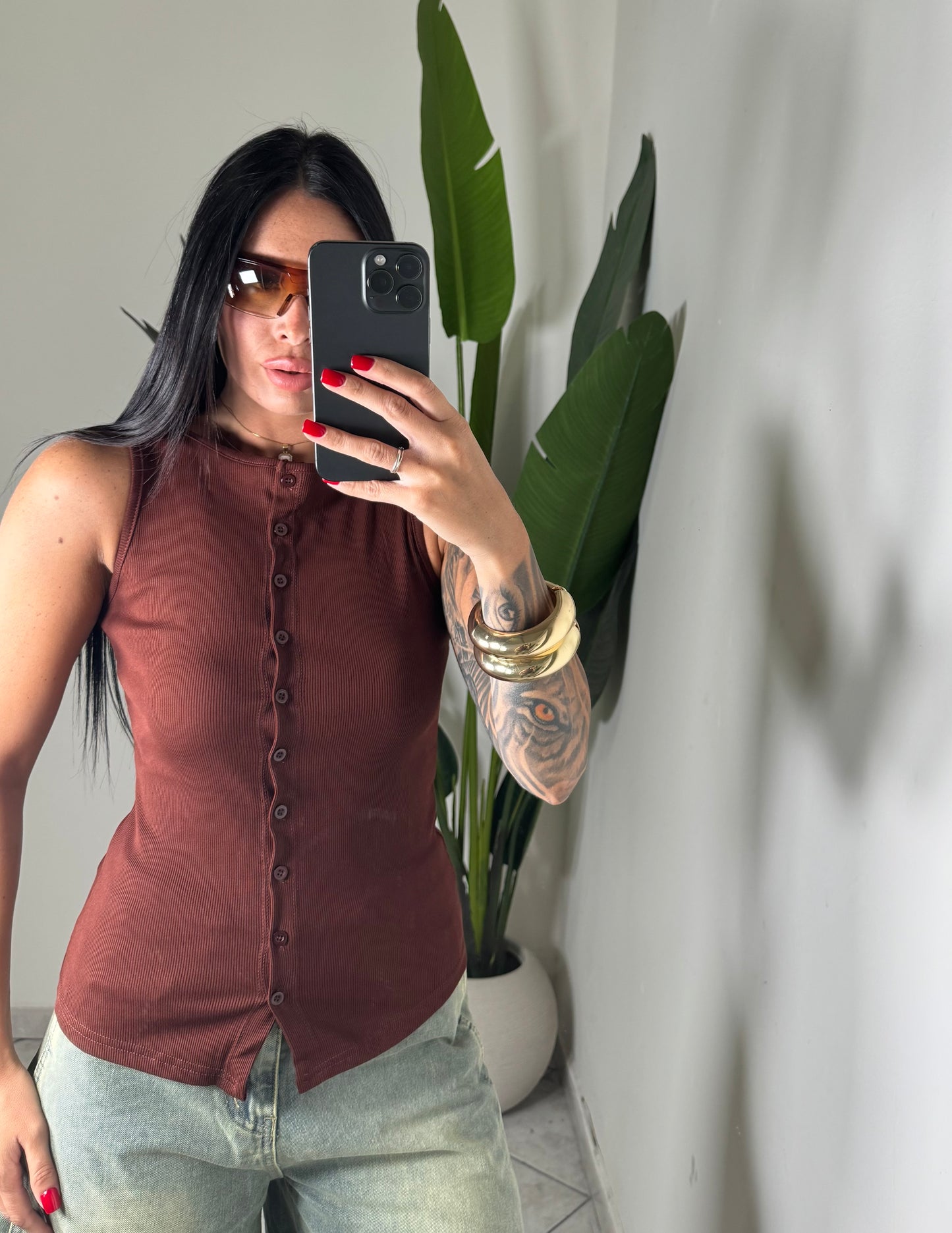 Canotta costine con bottoncini✨638