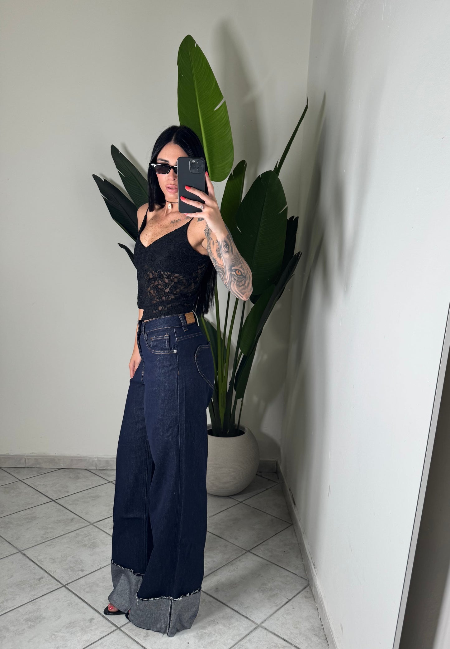 Jeans piegone con tasche CUORE✨