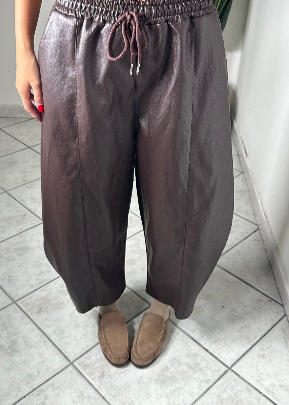 Maxi bermuda eco-pelle✨marrone