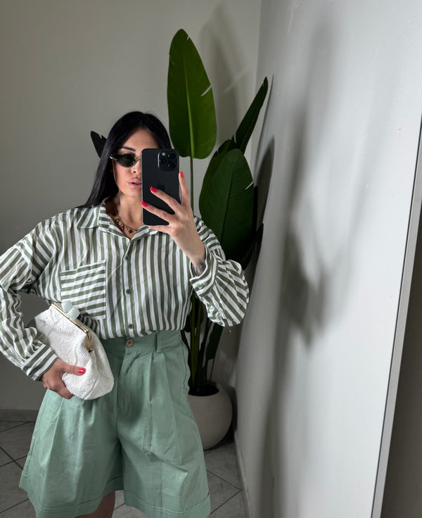 CAMICIA A RIGHE VERDE