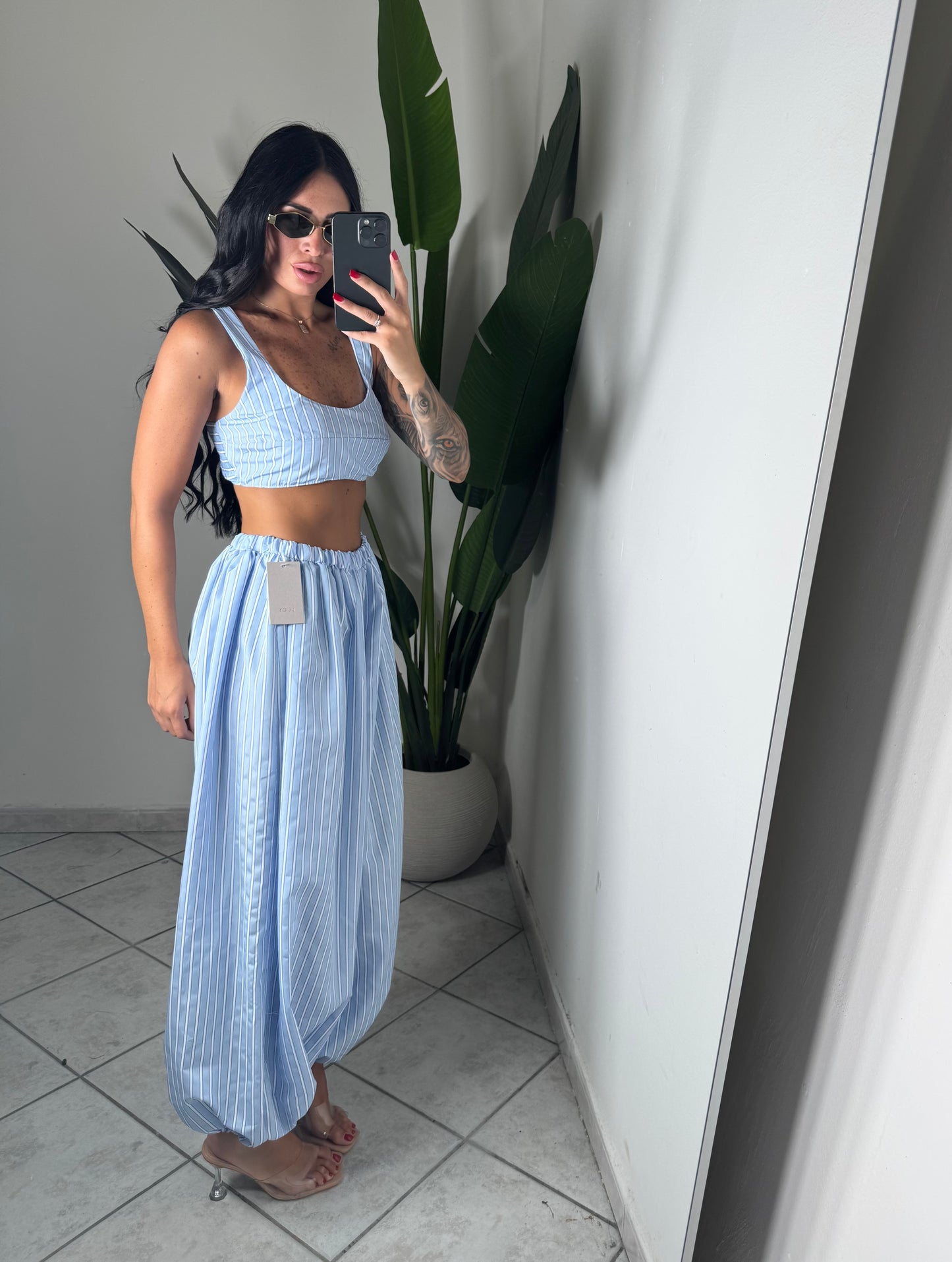 Coordinato ballon+top righe ✨