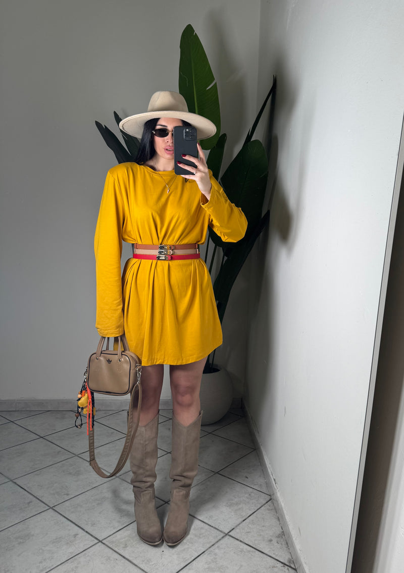 MAXI T-SHIRT CON SPALLINE✨senape