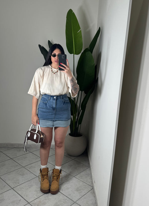 Gonna denim piegone✨