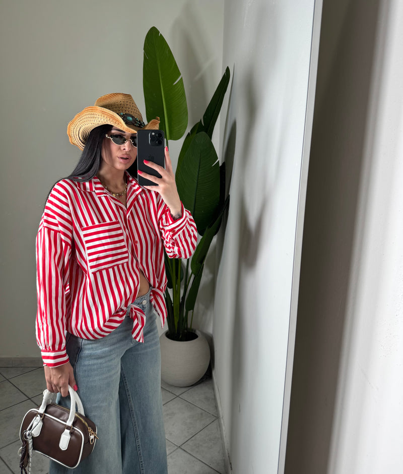 CAMICIA RIGHE ROSSA