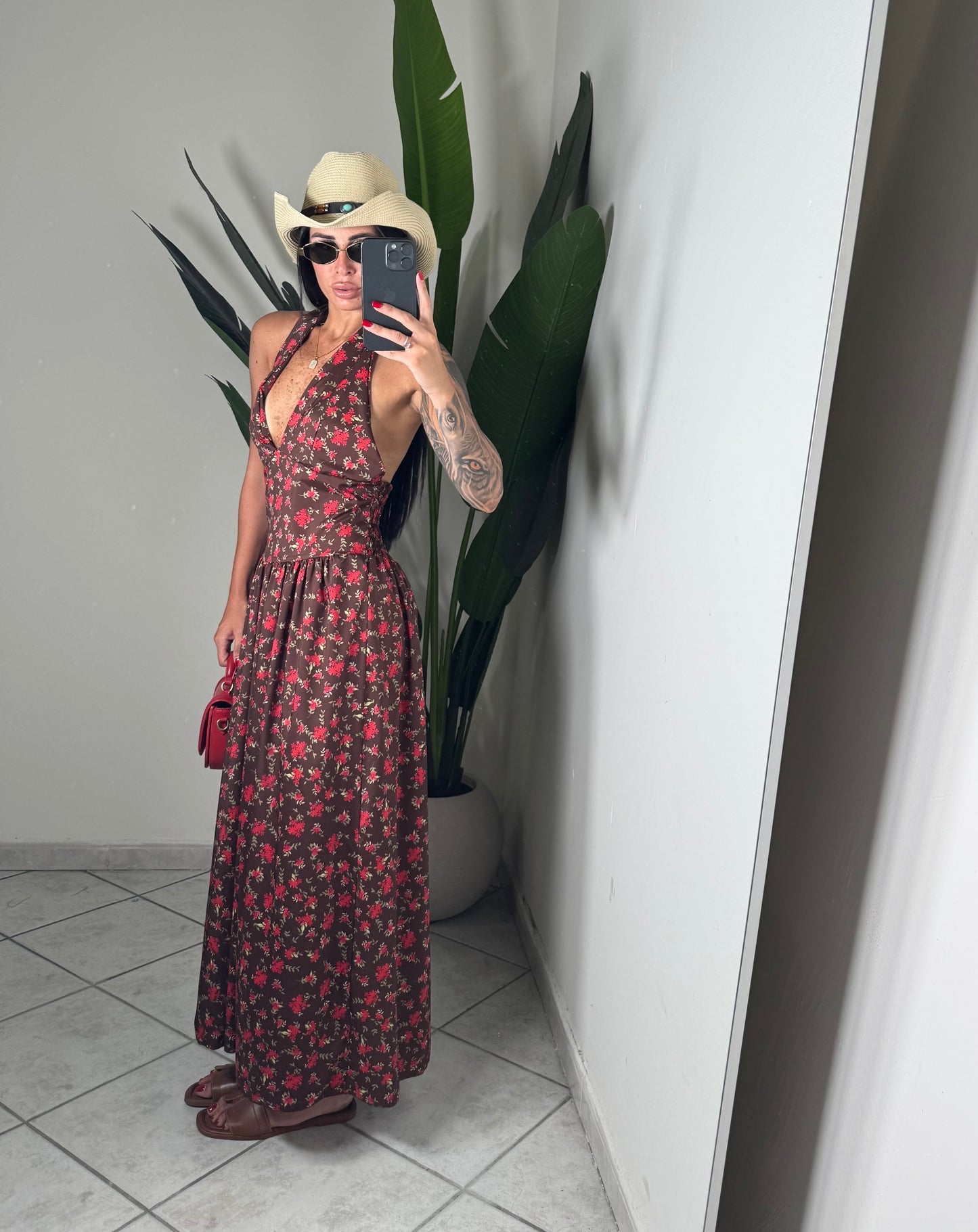 Long dress Flower✨marrone