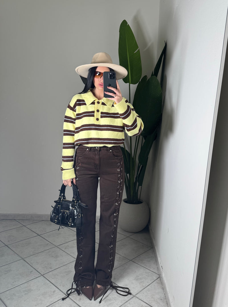 Jeans BROWN CON STRINGHE✨