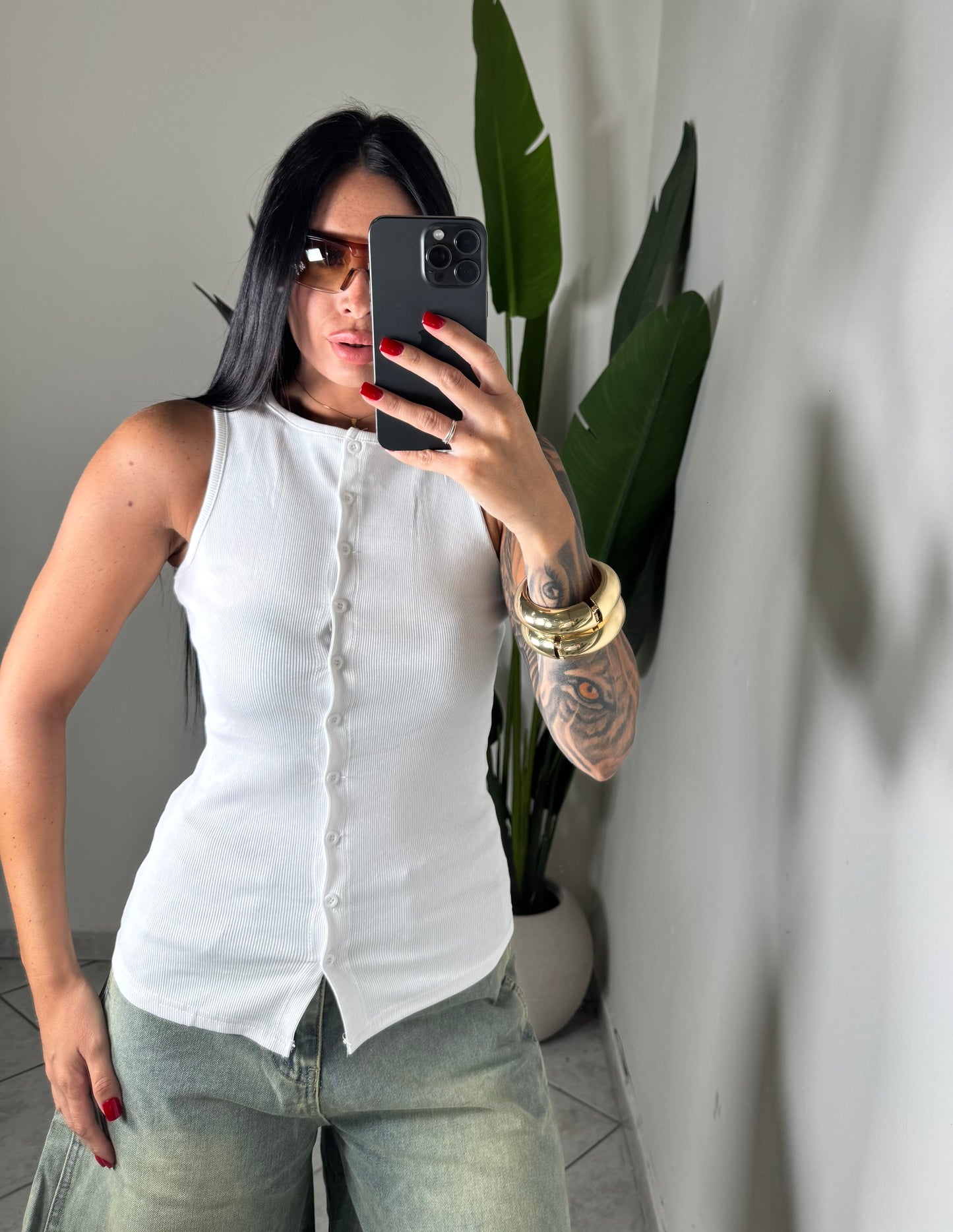 Canotta costine con bottoncini✨638