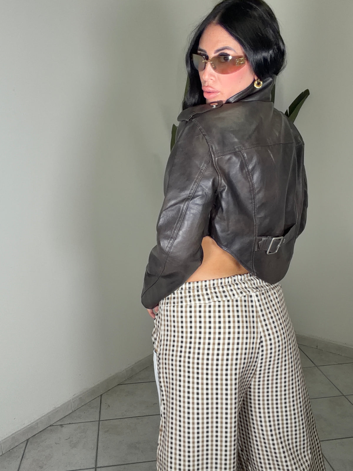 Chiodo crop✨marrone