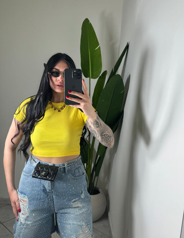 Magliettina costine crop✨