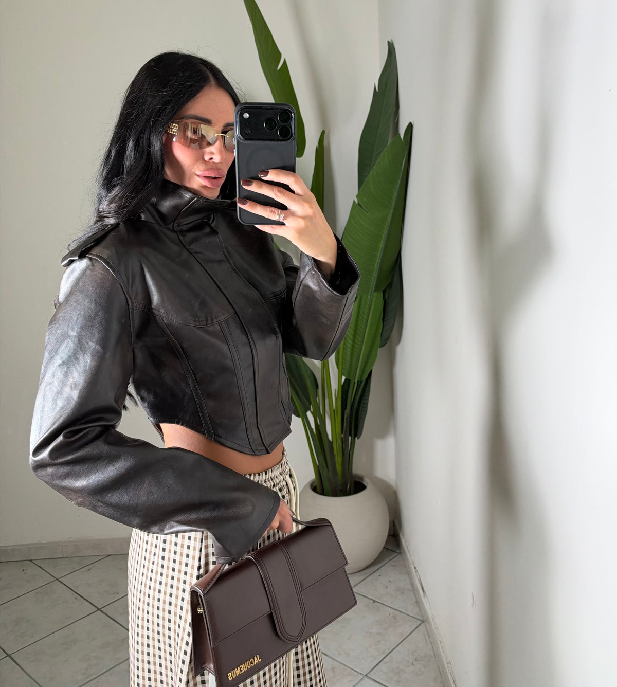 Chiodo crop✨marrone